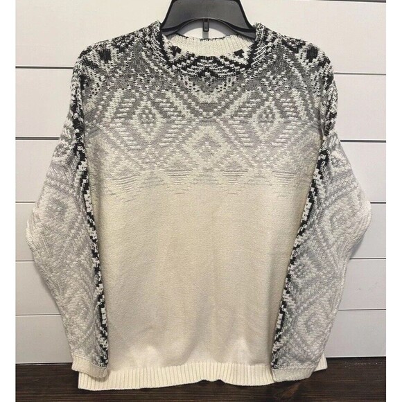 J. Jill Ombre Fair Isle Mock Neck Cotton Blend Sweater Size MEDIUM PETITE - Picture 1 of 9